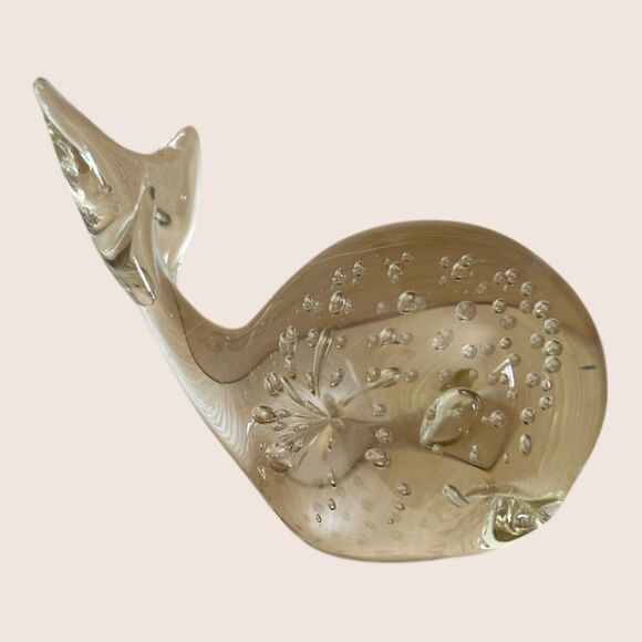 🐳 VTG SMALL GLASS WHALE FIGURINE NO CHIPS NO CRACKS 3" x 4" - Picture 5 of 8